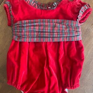 Adorable Velvet Christmas Bubble - Baby Girl. Sal & Pimenta.